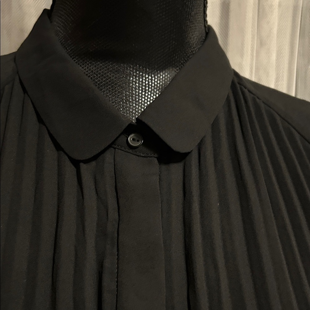 Chic Black Pleated Dress - Picture 2 of 11